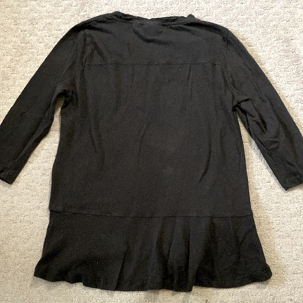 MAEVE black linen-blend long-sleeve top, XXS. - Picture 3 of 7